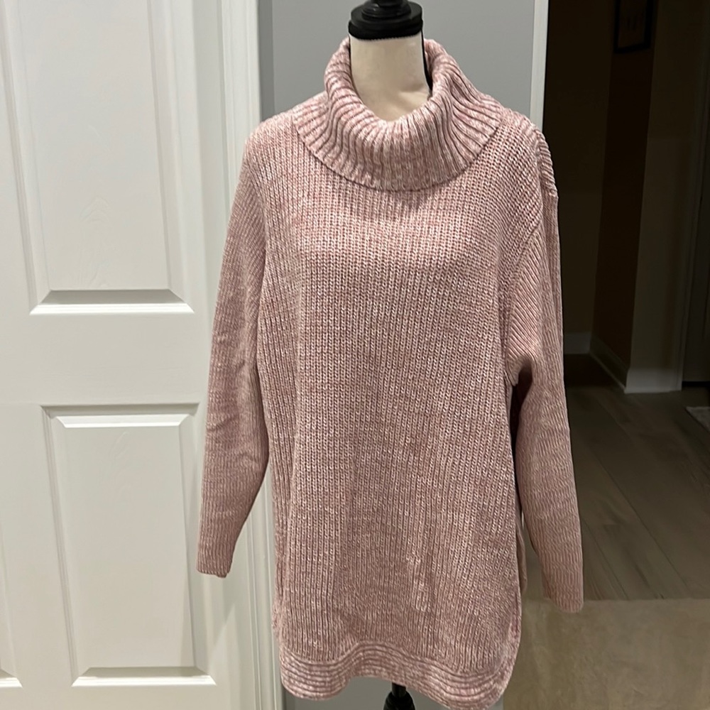City Chic Pink Heathered Tulip Hem Sweater
